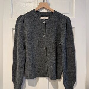 LOFT Charcoal Button-Up Cardigan